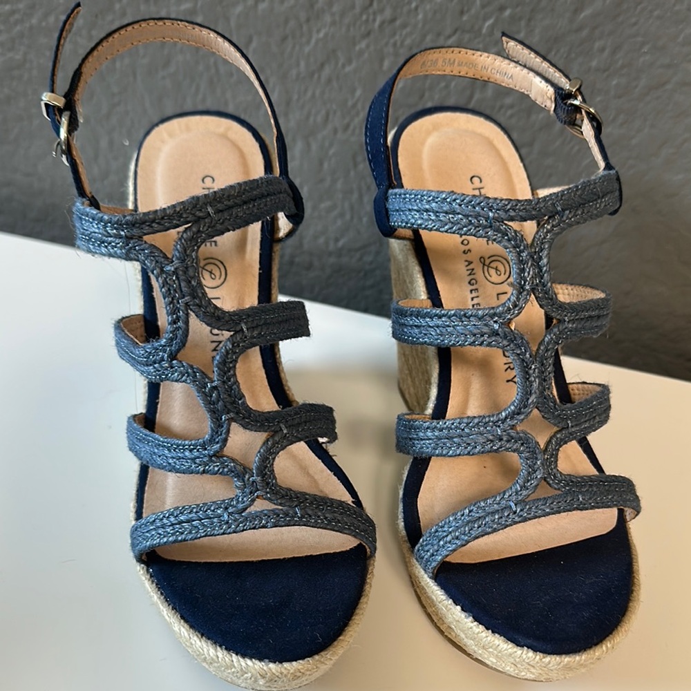 Chic Blue Wedge Sandals